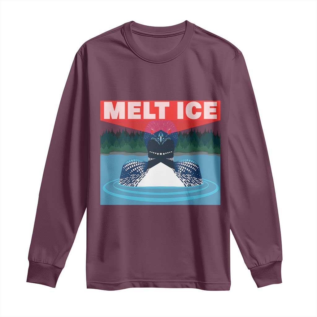 Melt Ice Red Eye Laser Loon Long Sleeve Shirt Political Resistance Minnesota Protest TS02 Maroon Print Your Wear