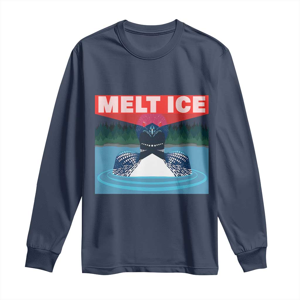 Melt Ice Red Eye Laser Loon Long Sleeve Shirt Political Resistance Minnesota Protest TS02 Navy Print Your Wear