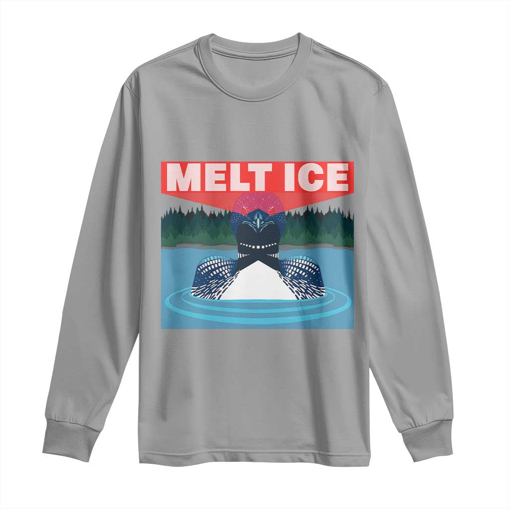 Melt Ice Red Eye Laser Loon Long Sleeve Shirt Political Resistance Minnesota Protest TS02 Sport Gray Print Your Wear