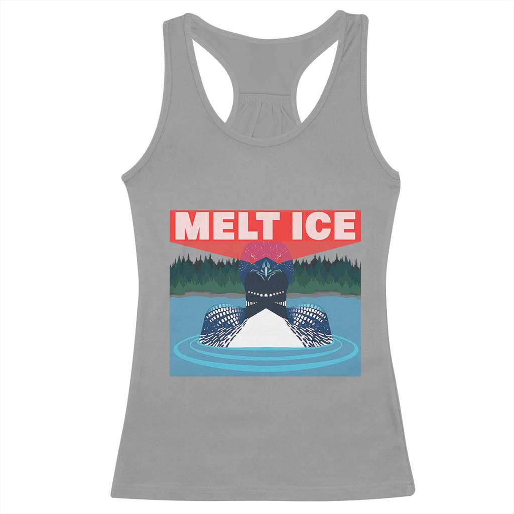 Melt Ice Red Eye Laser Loon Racerback Tank Top Political Resistance Minnesota Protest TS02 Sport Gray Print Your Wear