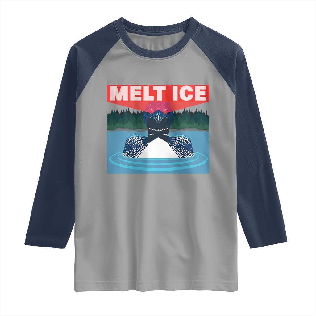 Melt Ice Red Eye Laser Loon Raglan Shirt Political Resistance Minnesota Protest TS02 Sport Gray Navy Print Your Wear