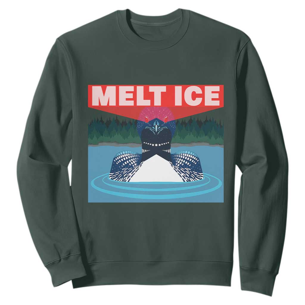 Melt Ice Red Eye Laser Loon Sweatshirt Political Resistance Minnesota Protest TS02 Dark Forest Green Print Your Wear