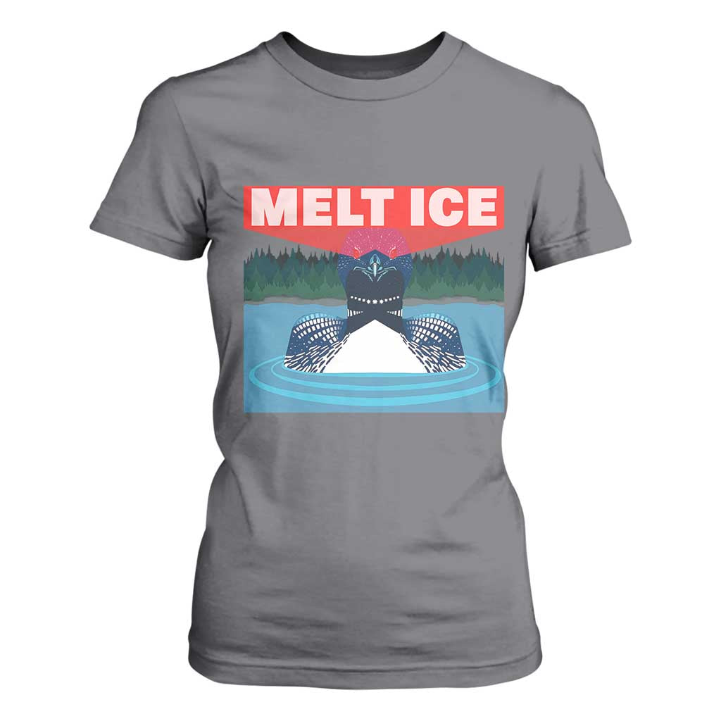 Melt Ice Red Eye Laser Loon T Shirt For Women Political Resistance Minnesota Protest TS02 Charcoal Print Your Wear