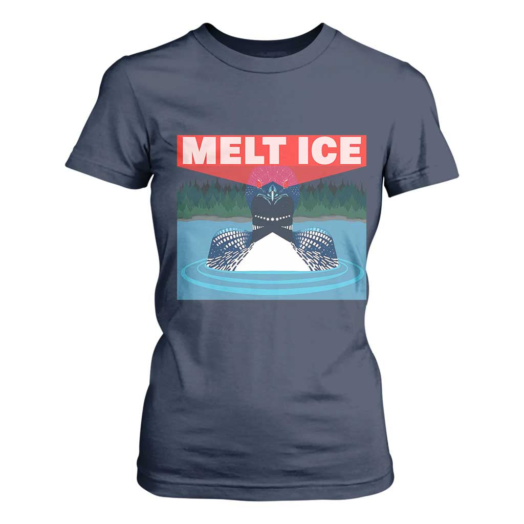 Melt Ice Red Eye Laser Loon T Shirt For Women Political Resistance Minnesota Protest TS02 Navy Print Your Wear