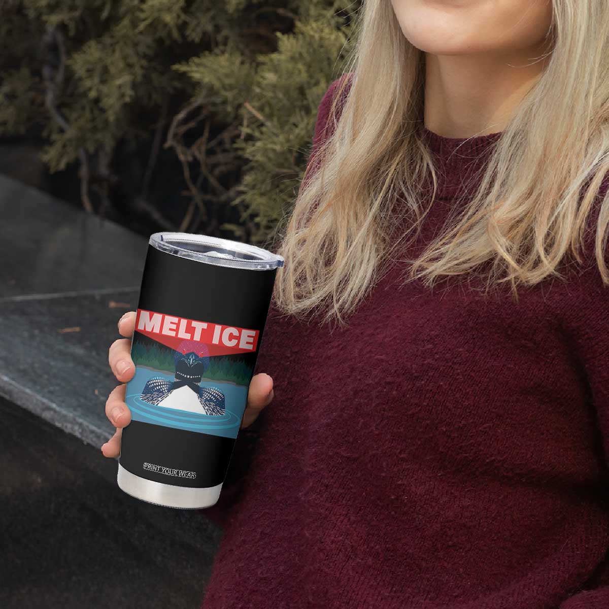Melt Ice Red Eye Laser Loon Tumbler Cup Political Resistance Minnesota Protest TS02 Print Your Wear