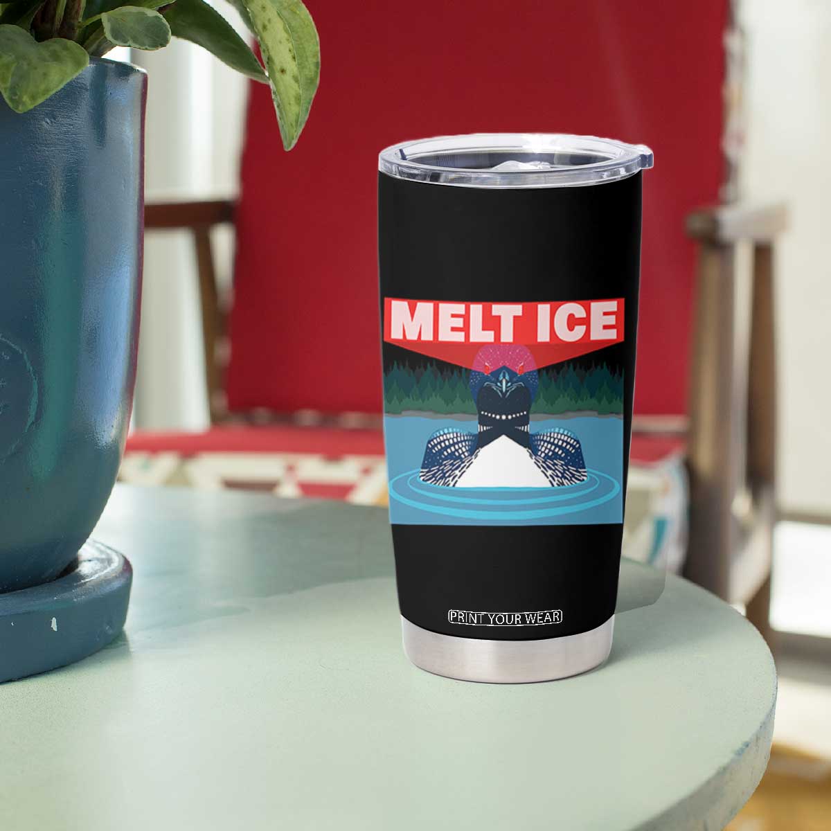 Melt Ice Red Eye Laser Loon Tumbler Cup Political Resistance Minnesota Protest TS02 Print Your Wear