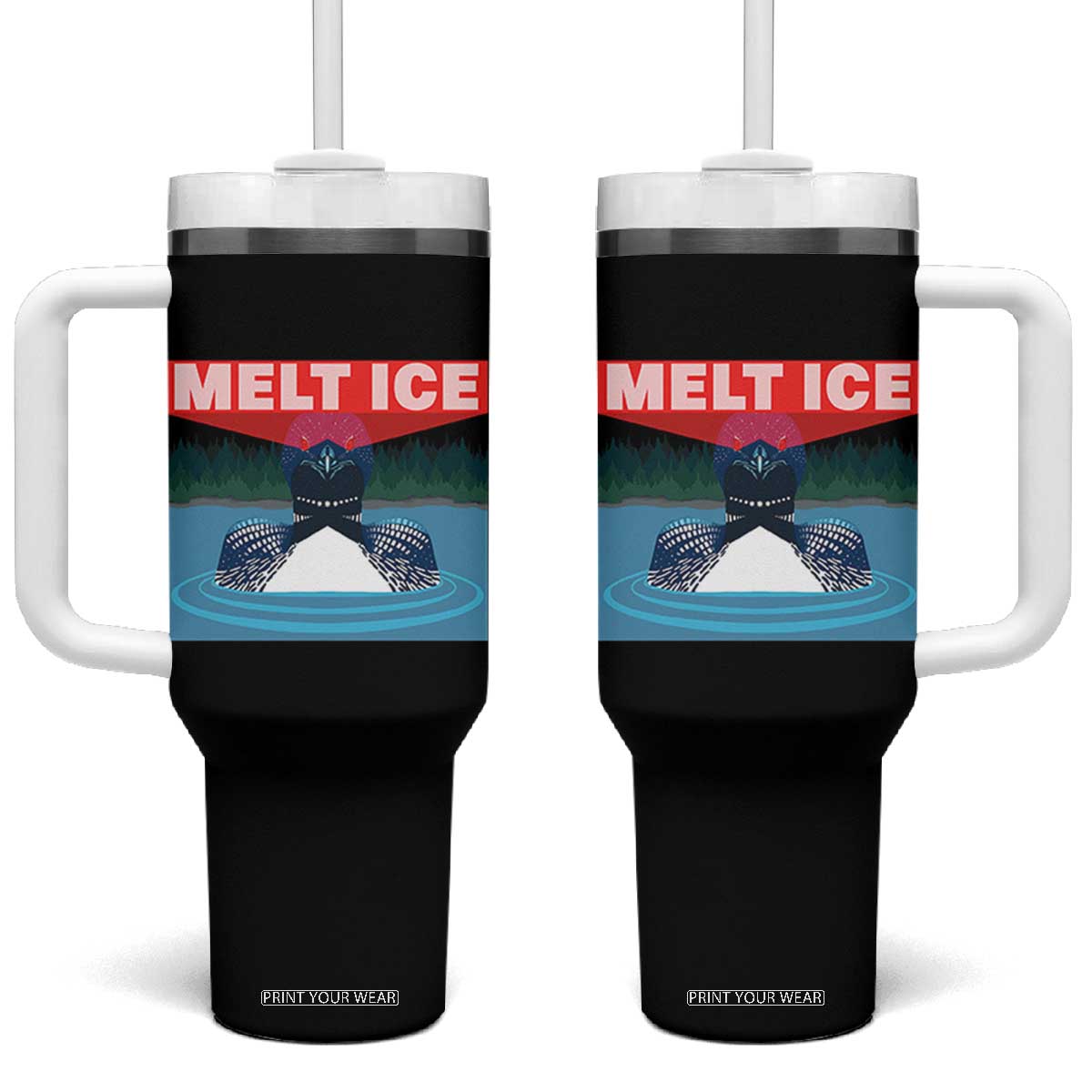 Melt Ice Red Eye Laser Loon Tumbler With Handle Political Resistance Minnesota Protest TS02 One Size: 40 oz Black Print Your Wear