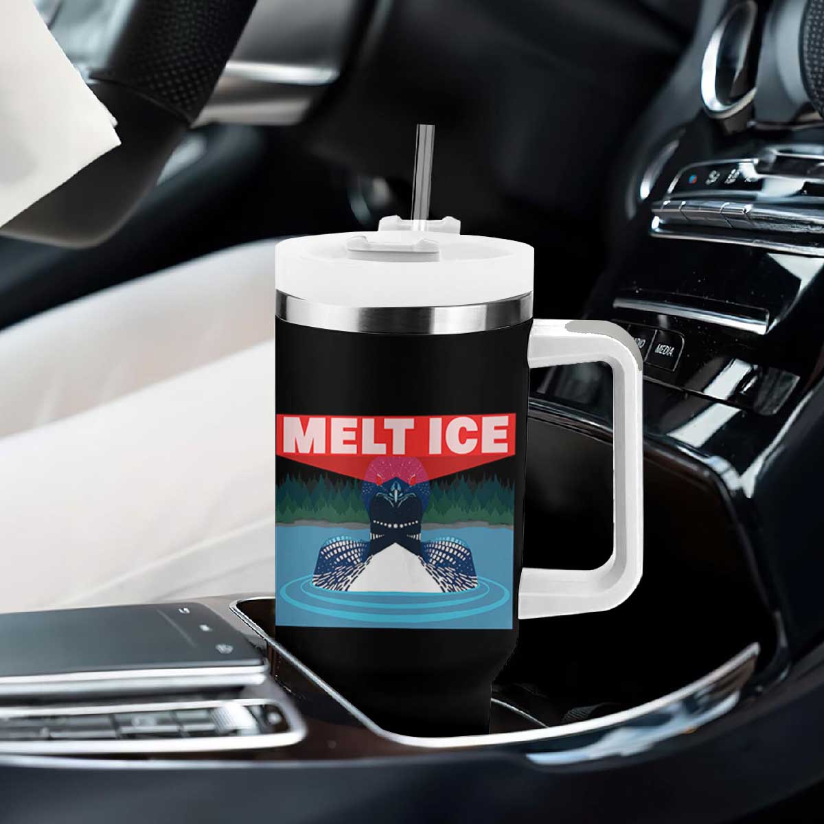 Melt Ice Red Eye Laser Loon Tumbler With Handle Political Resistance Minnesota Protest TS02 Print Your Wear