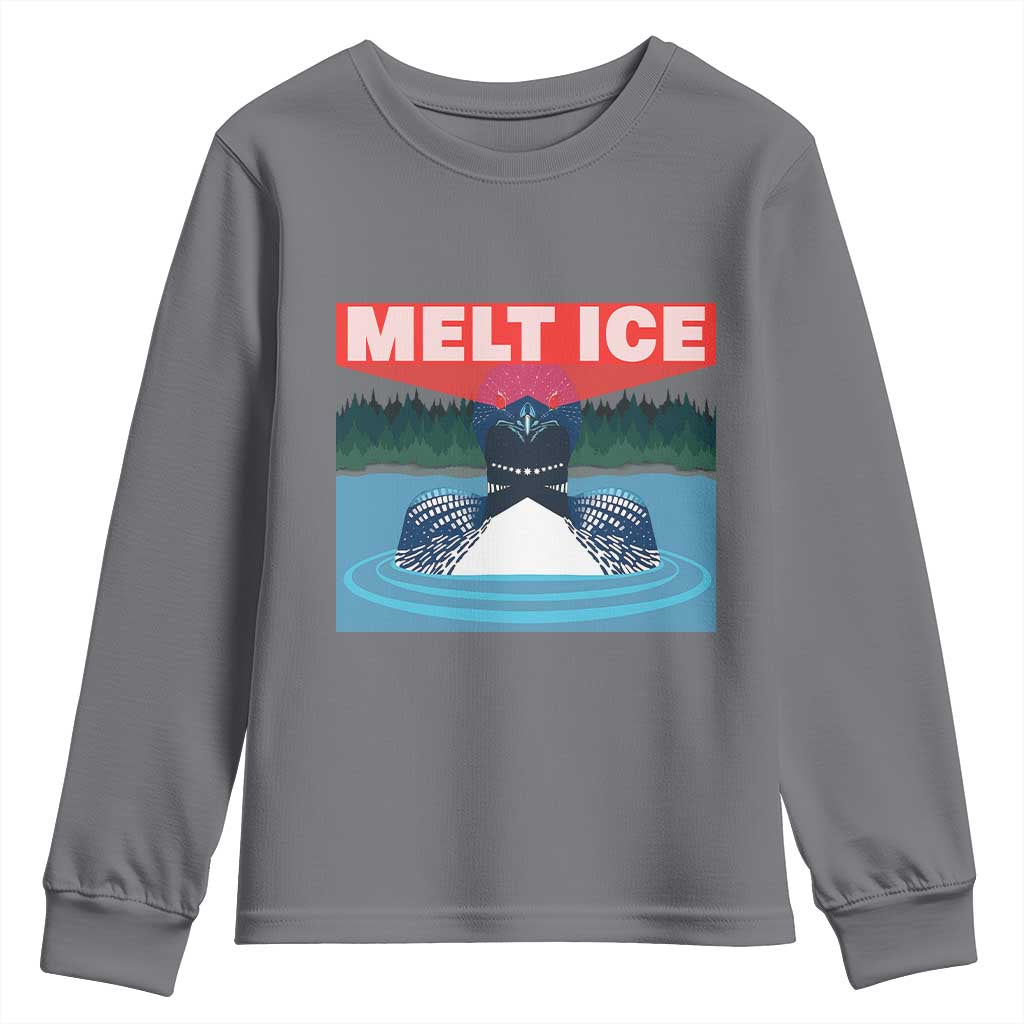 Melt Ice Red Eye Laser Loon Youth Sweatshirt Political Resistance Minnesota Protest TS02 Charcoal Print Your Wear