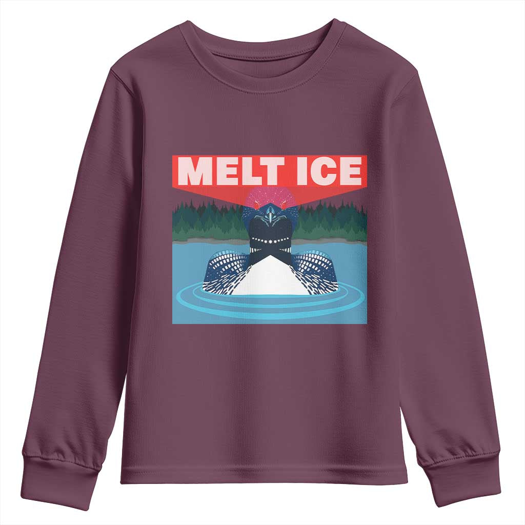 Melt Ice Red Eye Laser Loon Youth Sweatshirt Political Resistance Minnesota Protest TS02 Maroon Print Your Wear