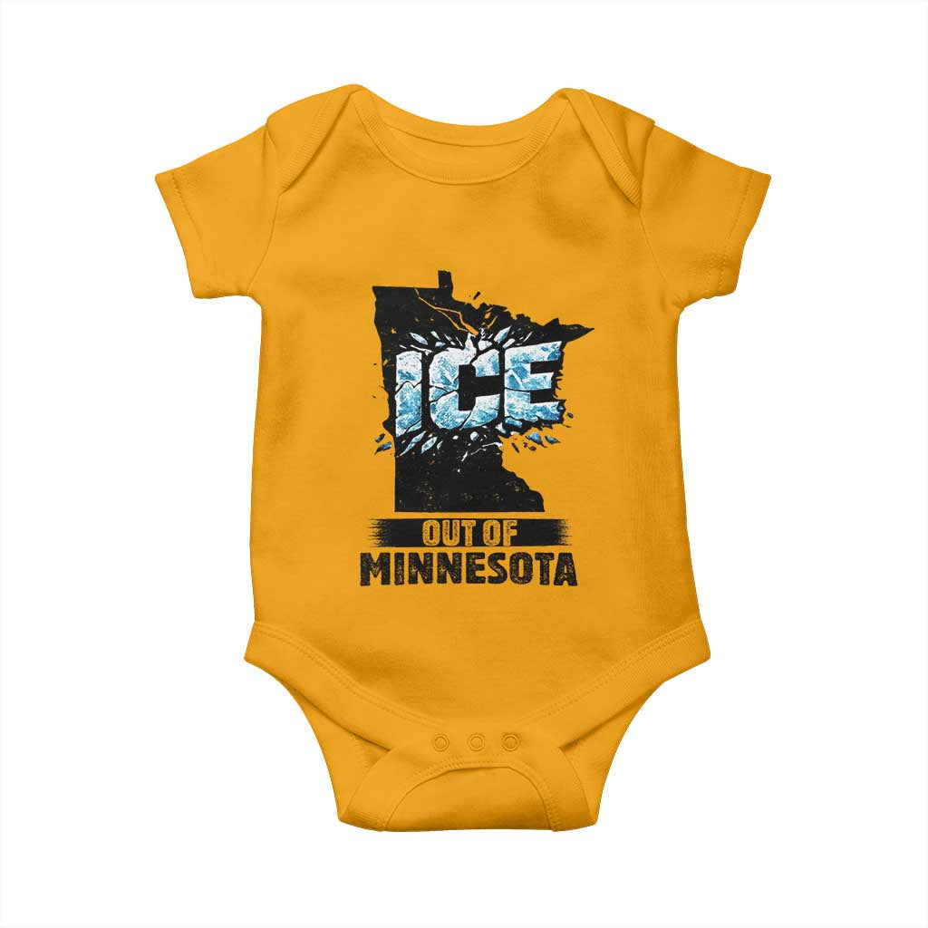 Ice Out of Minnesota Baby Onesie MN State Map Abolish Ice Protest TS02 Gold Print Your Wear
