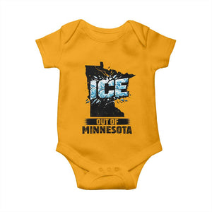 Ice Out of Minnesota Baby Onesie MN State Map Abolish Ice Protest TS02 Gold Print Your Wear