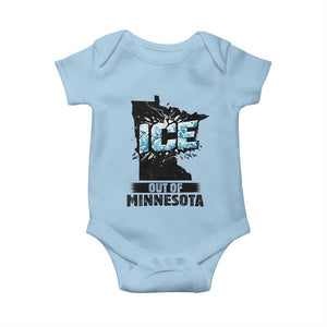 Ice Out of Minnesota Baby Onesie MN State Map Abolish Ice Protest TS02 Light Blue Print Your Wear