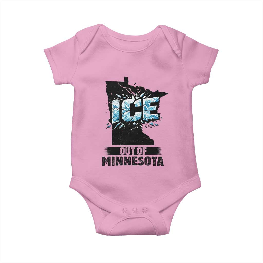 Ice Out of Minnesota Baby Onesie MN State Map Abolish Ice Protest TS02 Light Pink Print Your Wear