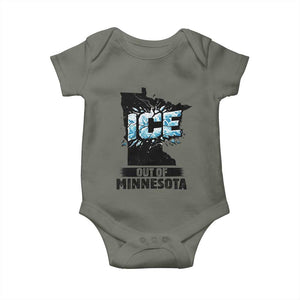 Ice Out of Minnesota Baby Onesie MN State Map Abolish Ice Protest TS02 Military Green Print Your Wear