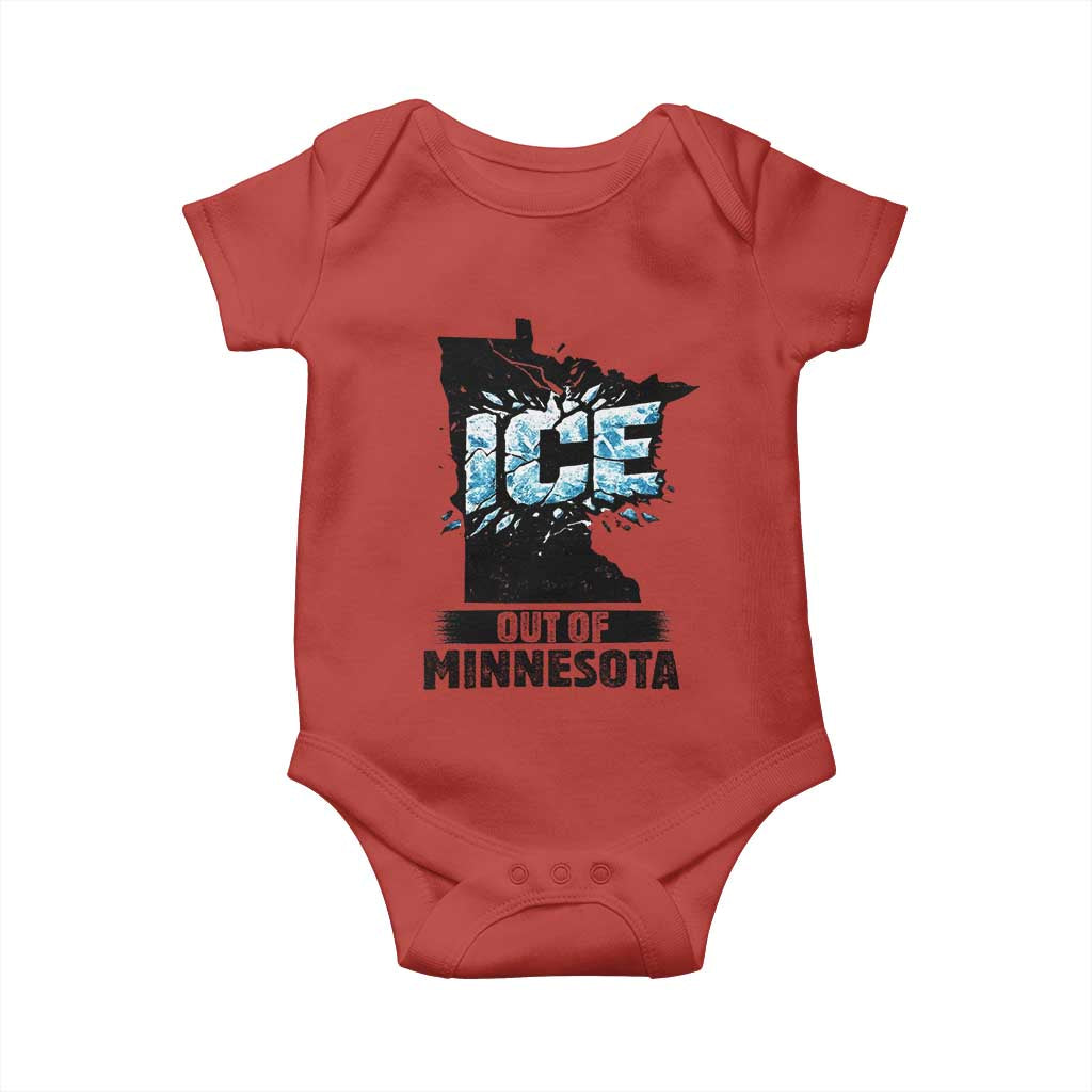 Ice Out of Minnesota Baby Onesie MN State Map Abolish Ice Protest TS02 Red Print Your Wear