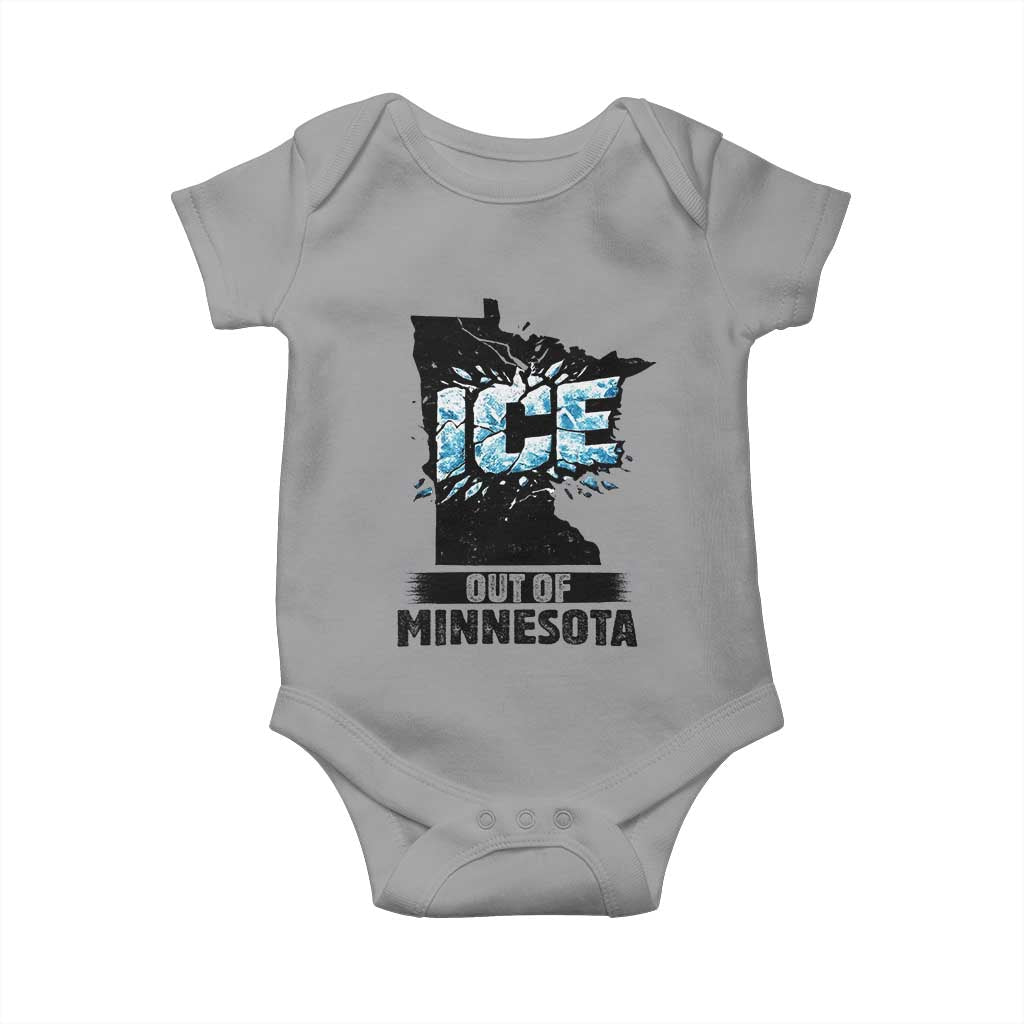 Ice Out of Minnesota Baby Onesie MN State Map Abolish Ice Protest TS02 Sport Gray Print Your Wear
