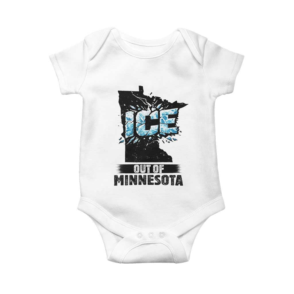 Ice Out of Minnesota Baby Onesie MN State Map Abolish Ice Protest TS02 White Print Your Wear