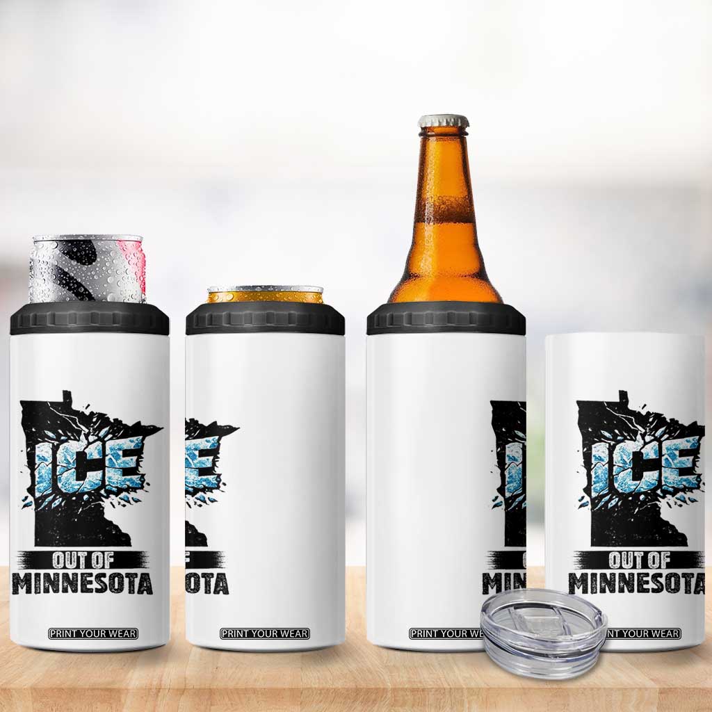 Ice Out of Minnesota 4 in 1 Can Cooler Tumbler MN State Map Abolish Ice Protest TS02 Print Your Wear