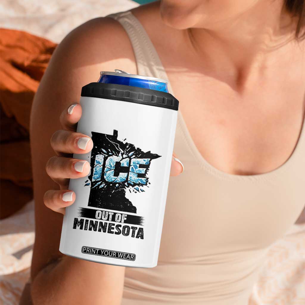 Ice Out of Minnesota 4 in 1 Can Cooler Tumbler MN State Map Abolish Ice Protest TS02 Print Your Wear