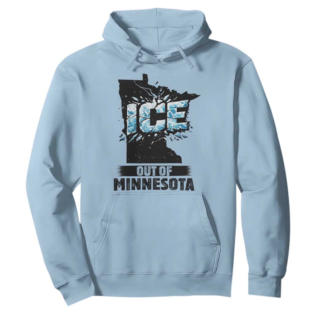 Ice Out of Minnesota Hoodie MN State Map Abolish Ice Protest TS02 Light Blue Print Your Wear