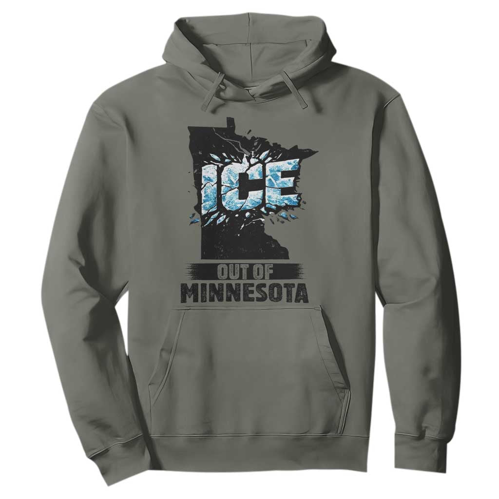 Ice Out of Minnesota Hoodie MN State Map Abolish Ice Protest TS02 Military Green Print Your Wear