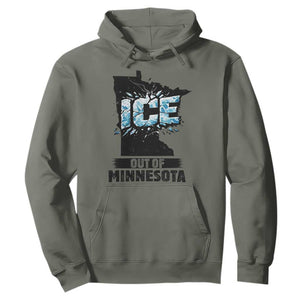 Ice Out of Minnesota Hoodie MN State Map Abolish Ice Protest TS02 Military Green Print Your Wear