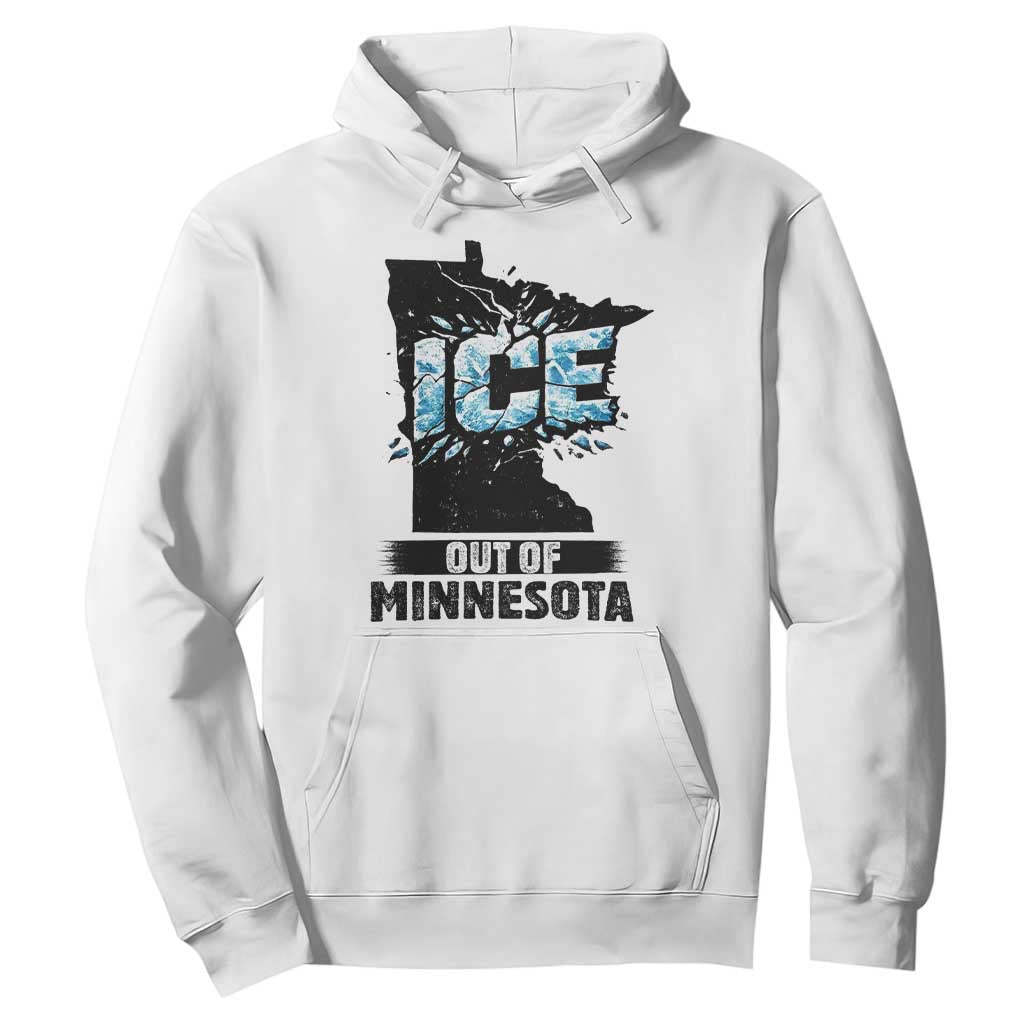Ice Out of Minnesota Hoodie MN State Map Abolish Ice Protest TS02 White Print Your Wear