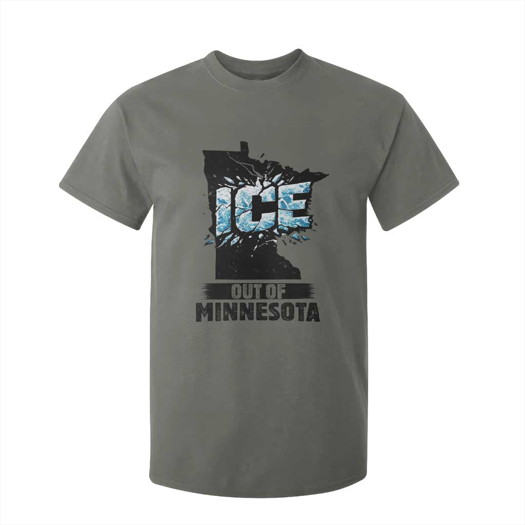 Ice Out of Minnesota T Shirt For Kid MN State Map Abolish Ice Protest TS02 Military Green Print Your Wear