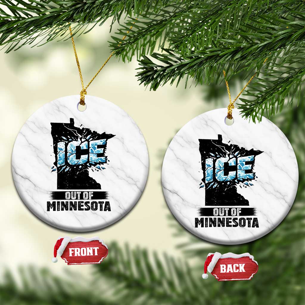 Ice Out of Minnesota Ceramic Ornament MN State Map Abolish Ice Protest TS02 1pc White Marble Print Your Wear