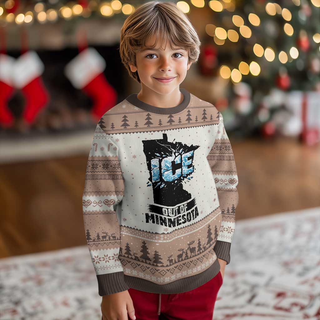 Ice Out of Minnesota Ugly Christmas Sweater MN State Map Abolish Ice Protest TS02 Mocha Mousse Print Your Wear