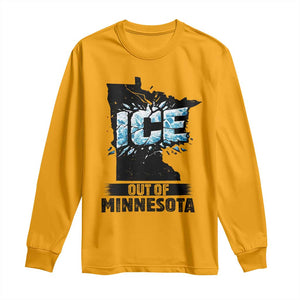 Ice Out of Minnesota Long Sleeve Shirt MN State Map Abolish Ice Protest TS02 Gold Print Your Wear