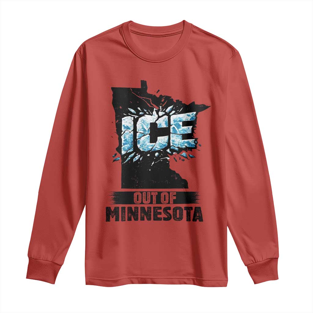 Ice Out of Minnesota Long Sleeve Shirt MN State Map Abolish Ice Protest TS02 Red Print Your Wear