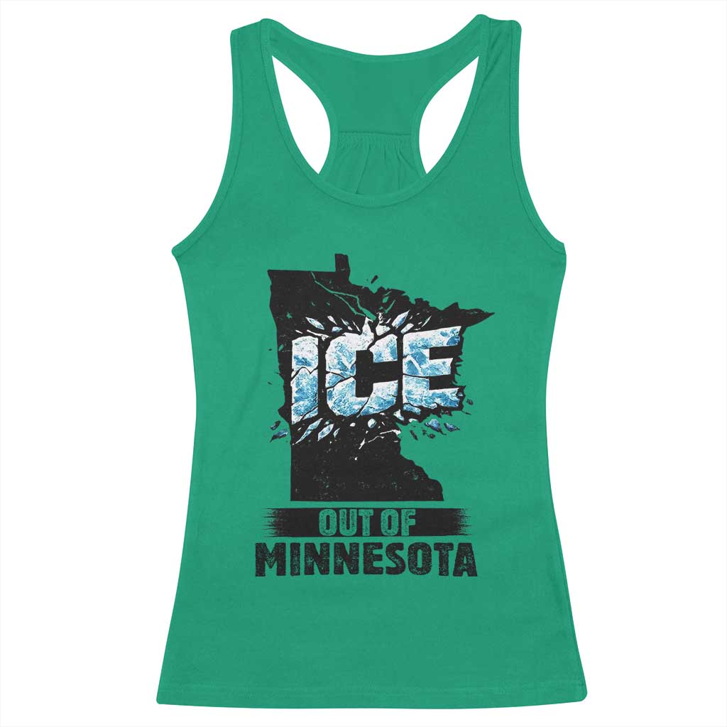 Ice Out of Minnesota Racerback Tank Top MN State Map Abolish Ice Protest TS02 Irish Green Print Your Wear