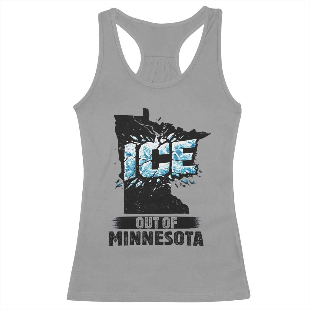 Ice Out of Minnesota Racerback Tank Top MN State Map Abolish Ice Protest TS02 Sport Gray Print Your Wear