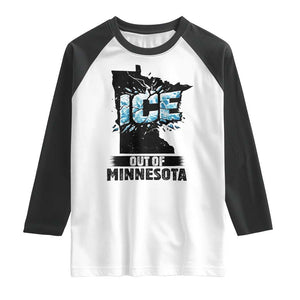 Ice Out of Minnesota Raglan Shirt MN State Map Abolish Ice Protest TS02 White Black Print Your Wear