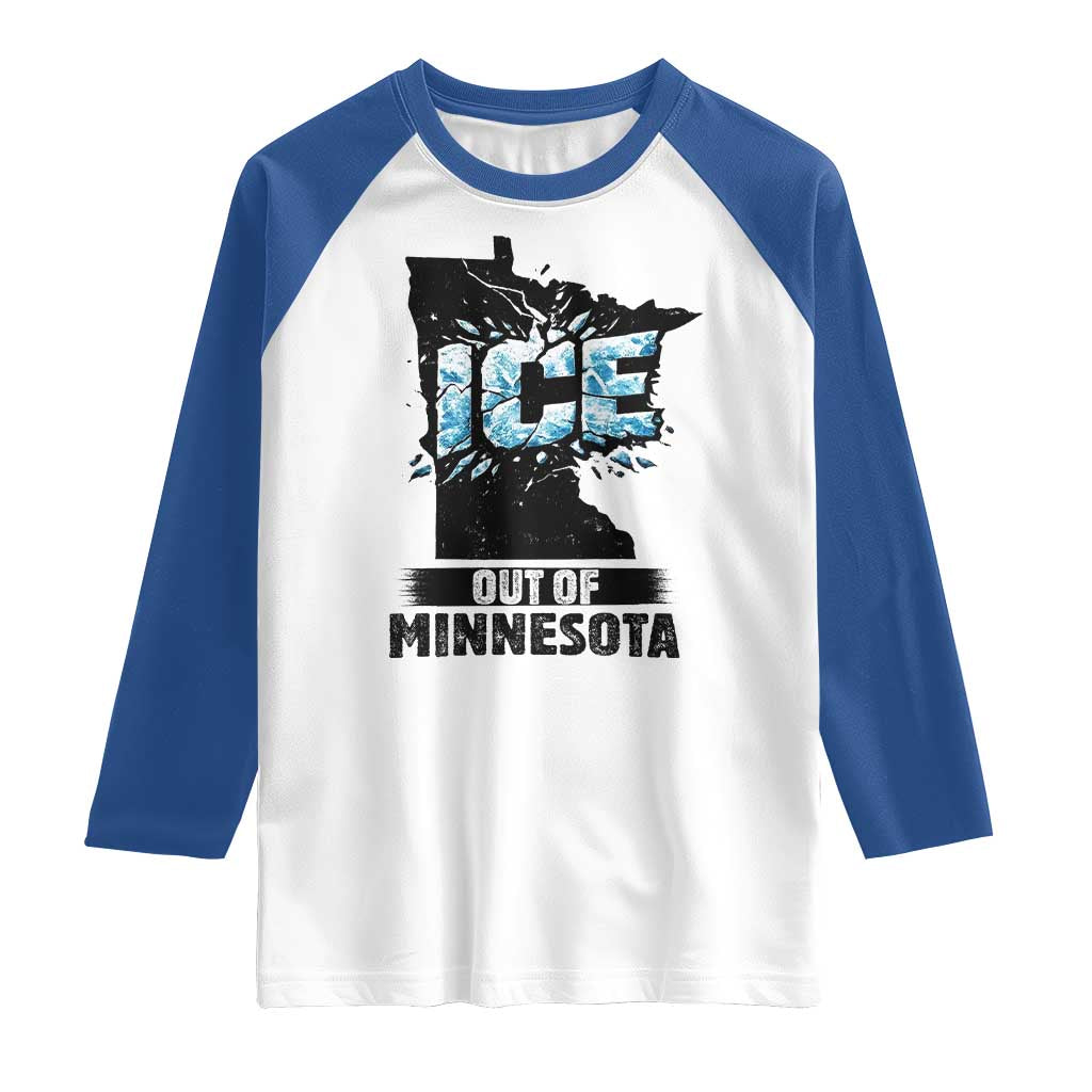 Ice Out of Minnesota Raglan Shirt MN State Map Abolish Ice Protest TS02 White Royal Print Your Wear
