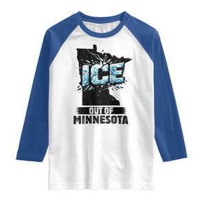 Ice Out of Minnesota Raglan Shirt MN State Map Abolish Ice Protest TS02 White Royal Print Your Wear