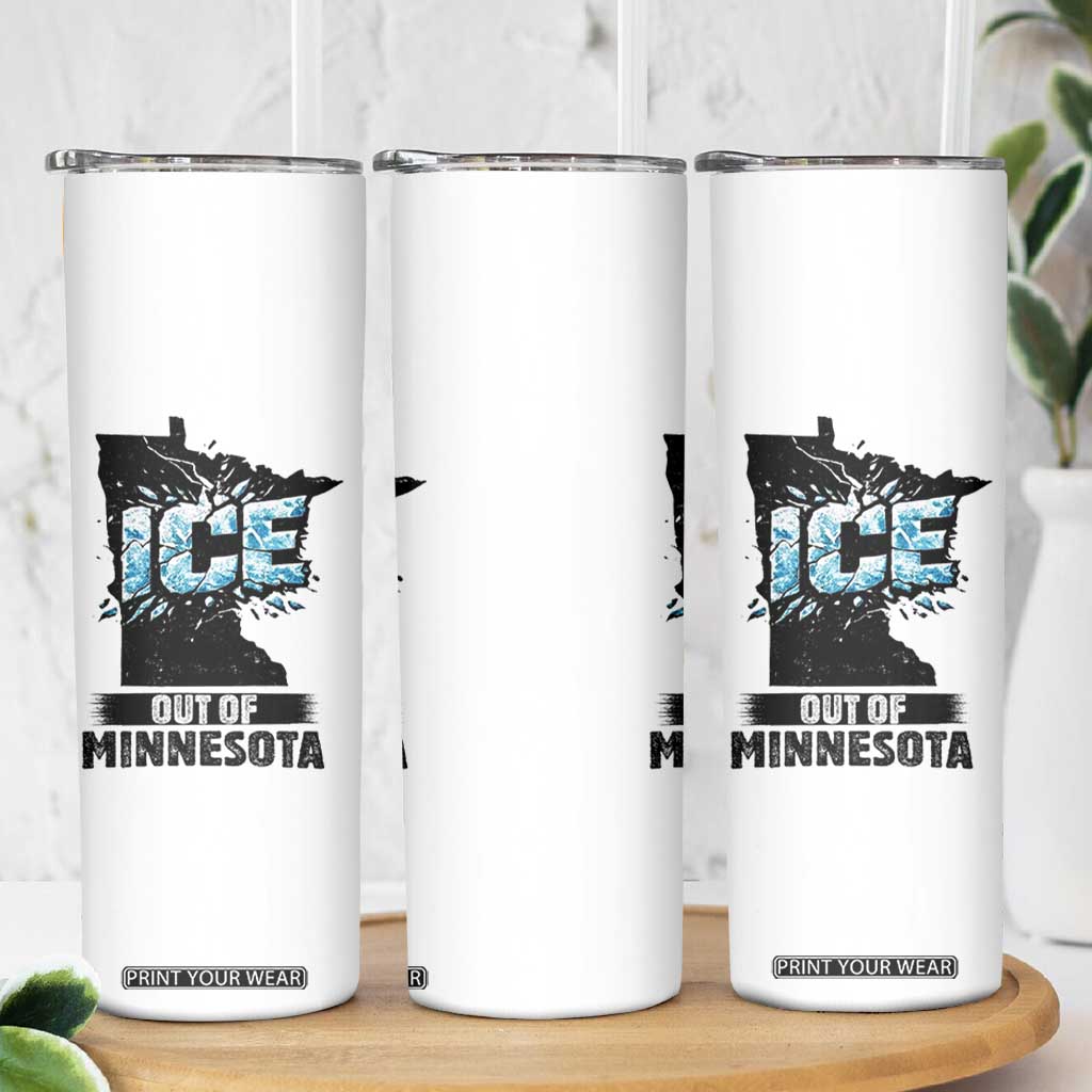 Ice Out of Minnesota Skinny Tumbler MN State Map Abolish Ice Protest TS02 Print Your Wear