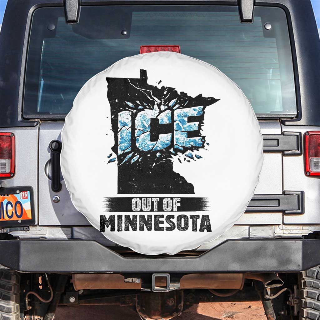 Ice Out of Minnesota Spare Tire Cover MN State Map Abolish Ice Protest TS02 No hole White Print Your Wear