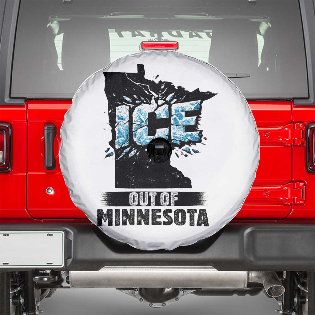 Ice Out of Minnesota Spare Tire Cover MN State Map Abolish Ice Protest TS02 White Print Your Wear