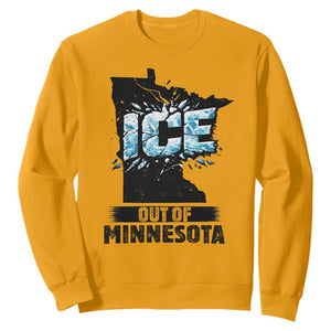 Ice Out of Minnesota Sweatshirt MN State Map Abolish Ice Protest TS02 Gold Print Your Wear