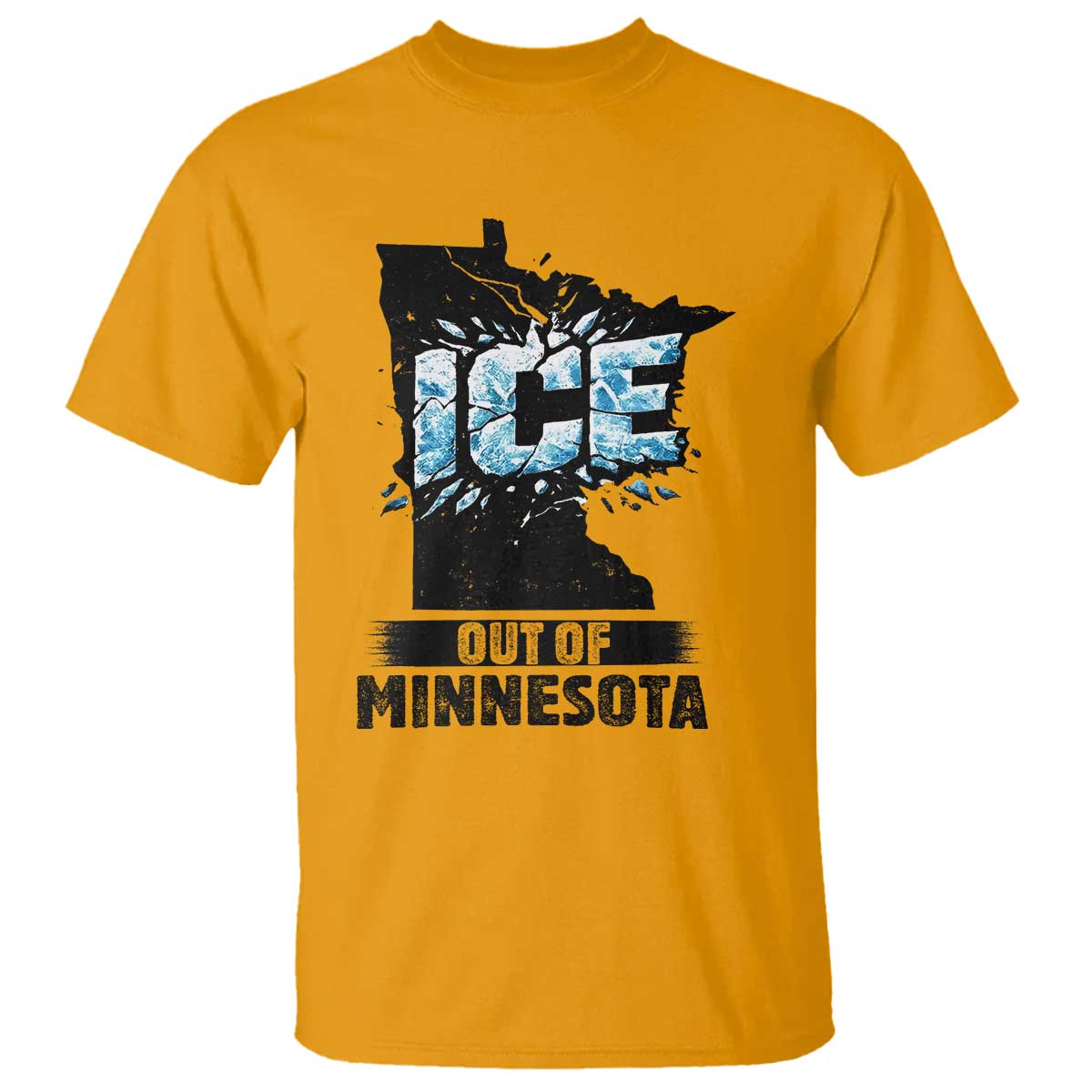 Ice Out of Minnesota T Shirt MN State Map Abolish Ice Protest TS02 Gold Print Your Wear