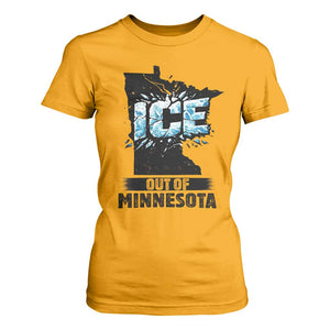 Ice Out of Minnesota T Shirt For Women MN State Map Abolish Ice Protest TS02 Gold Print Your Wear