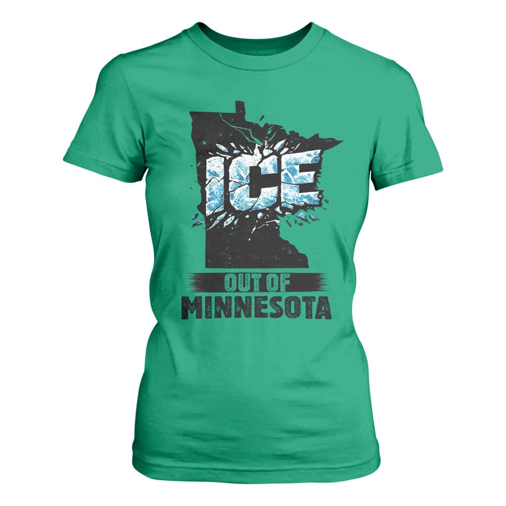 Ice Out of Minnesota T Shirt For Women MN State Map Abolish Ice Protest TS02 Irish Green Print Your Wear