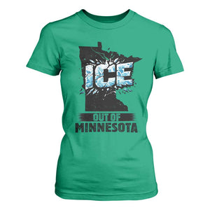 Ice Out of Minnesota T Shirt For Women MN State Map Abolish Ice Protest TS02 Irish Green Print Your Wear