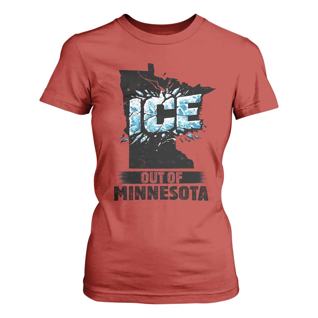 Ice Out of Minnesota T Shirt For Women MN State Map Abolish Ice Protest TS02 Red Print Your Wear