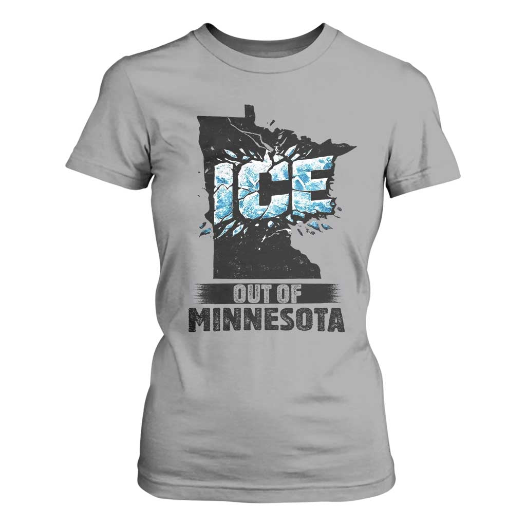 Ice Out of Minnesota T Shirt For Women MN State Map Abolish Ice Protest TS02 Sport Gray Print Your Wear