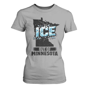 Ice Out of Minnesota T Shirt For Women MN State Map Abolish Ice Protest TS02 Sport Gray Print Your Wear