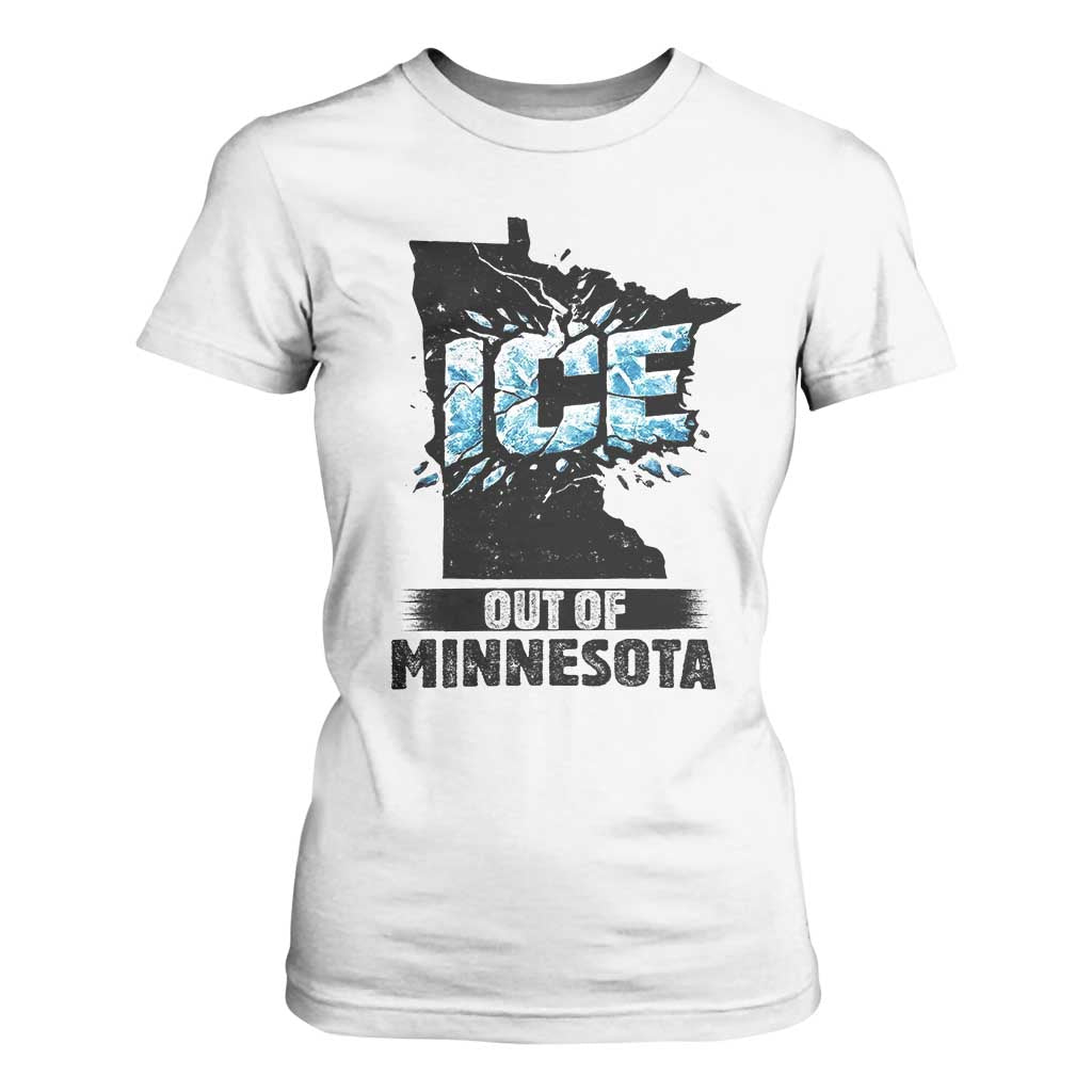 Ice Out of Minnesota T Shirt For Women MN State Map Abolish Ice Protest TS02 White Print Your Wear